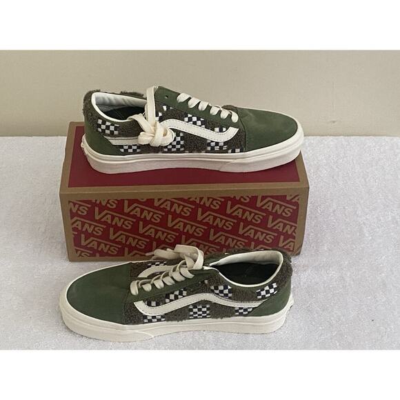 Vans Women’s Old Skool Tufted Shoes Size 6 Green Casual Streetwear - Picture 2 of 5